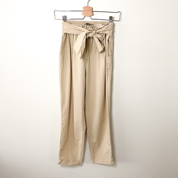 Zara Khaki Paper Bag Waist Tie Pants Size XS - Picture 4 of 9